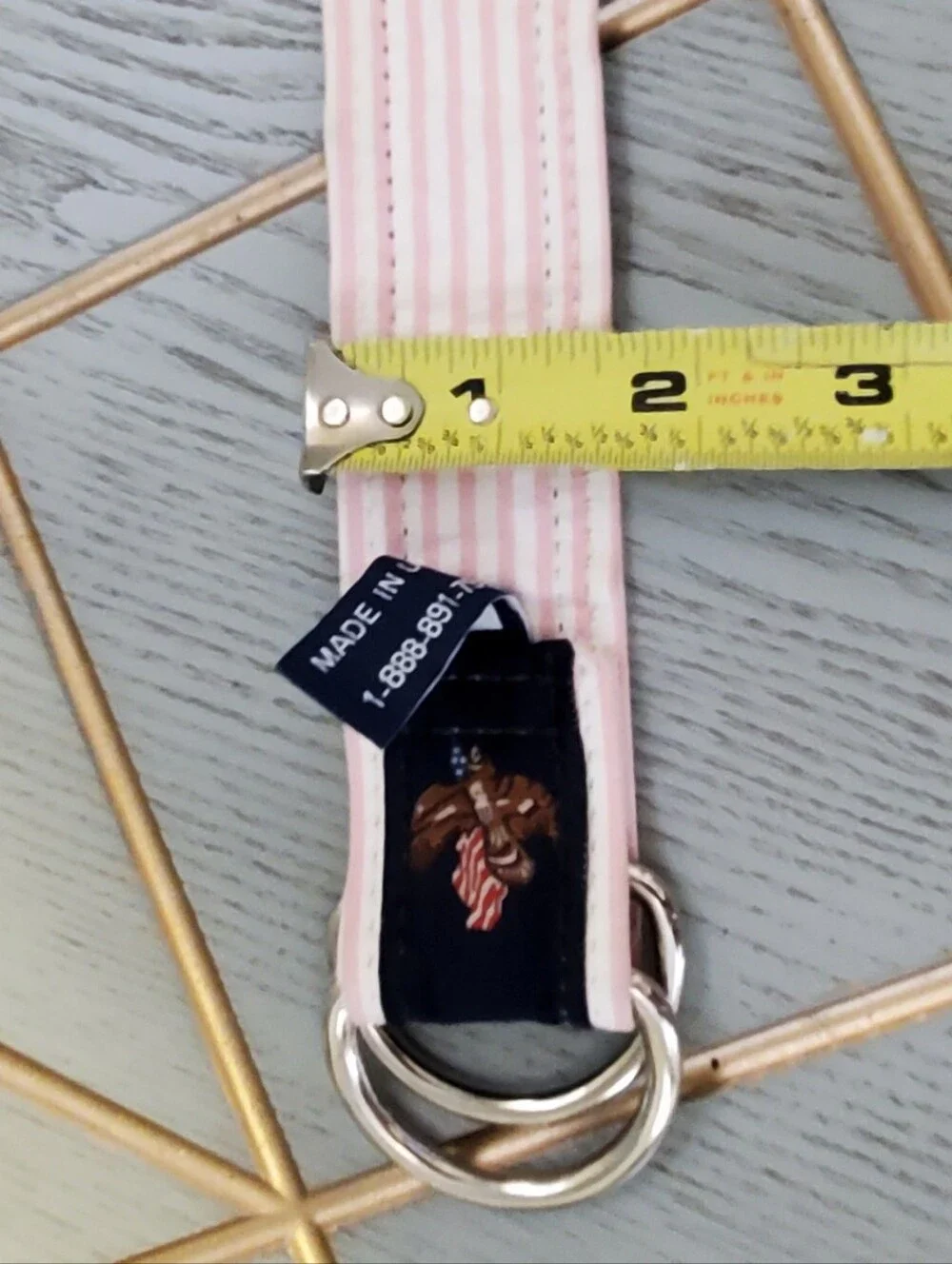 Ford Colony Country Club Navy and Pink Ribbon Golf Unisex Belt. Small.